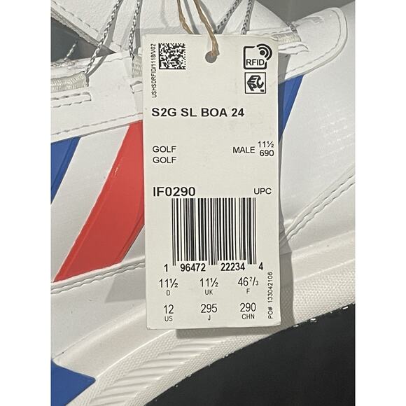 New Men’s Sz 12 Adidas S2G Boa 24 Wide Spikeless Golf Shoes White Black IF0290 - Picture 7 of 7